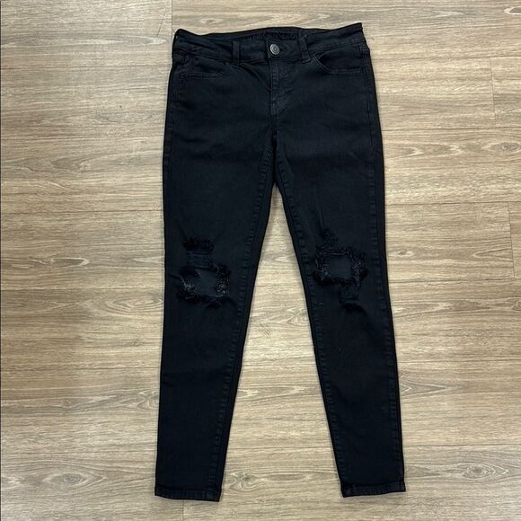 American Eagle Black Distressed Jegging Jeans - Picture 2 of 8